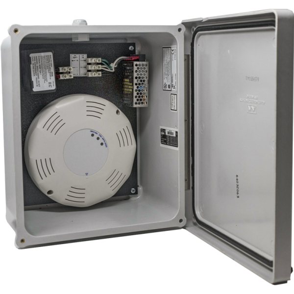 ITE enclosure opened to show a TE and AC power adapter