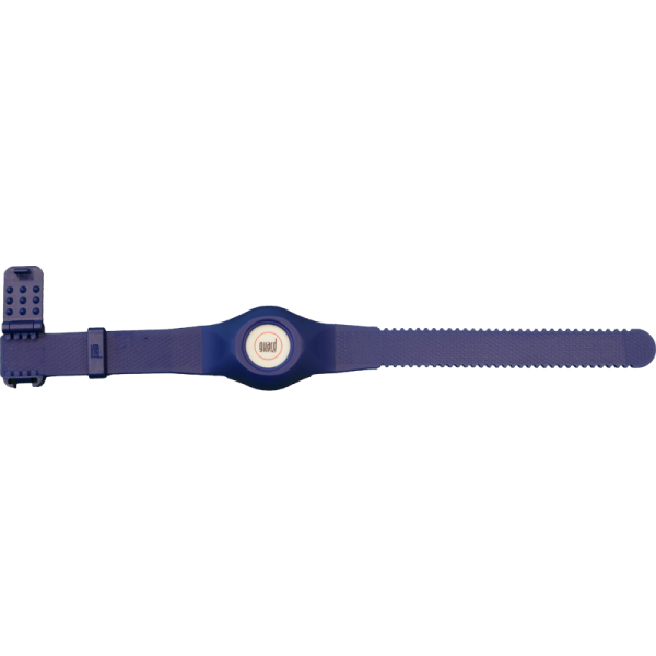 PT-3 tag in blue wristband, top view
